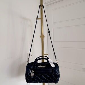 New Quilted Barrel Blue Nylon Handbag Adjustable Crossbody Strap Fall Winter
